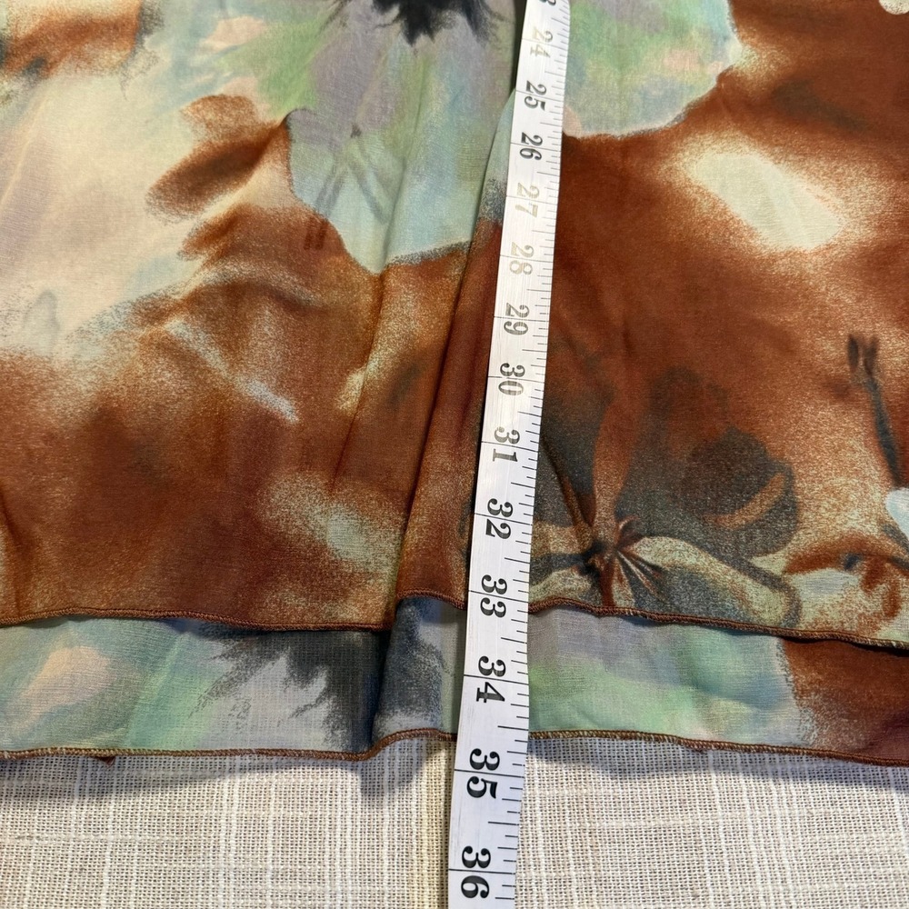 Free People Brown Floral Mesh Midi Skirt Watercolor Double Layer OB2229064 L - Picture 7 of 7